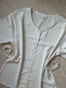 White Button Tie Top