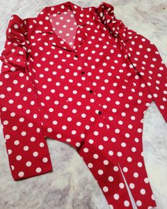 Red Polka Dot Tie Up Top