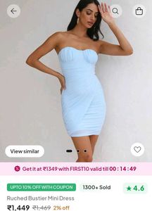 Brand New(Urbanic)Cassidy Blue Strapless Mini Dres