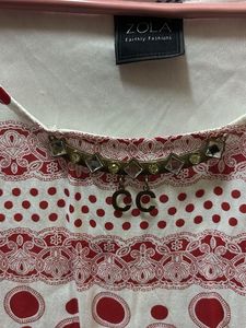 Red &amp; White Patterned Dress