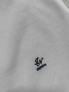 Indian Men White Printed Collat Cotton Polo Tshirt