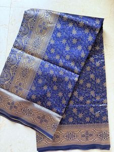 Unused Nevi Blue Silk Saree