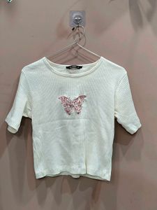 Cute Butterfly Embroidered Top
