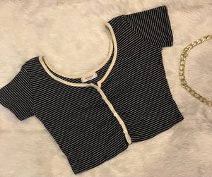 Veranda striped Ribbed Crop Top