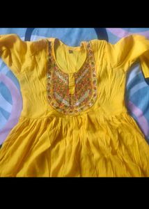 Yellow Embroidered Kurta