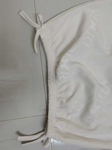 White Embossed Graphic Crop Top