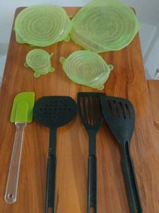 4 Multipurpose Silicon Lids, 3 Cradle, 1 Spatula