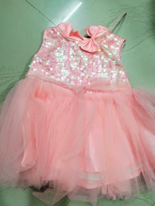 New Born Sequence Baby Pink Frock