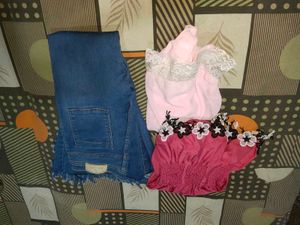 2 Tops And Peplum  Jeans Combo