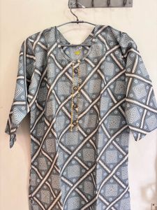 2pc Patterned Grey Casual Dress