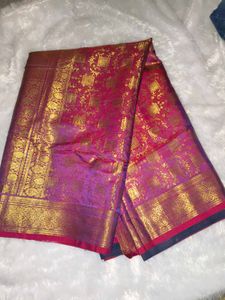 Purple &amp; Gold Woven Saree