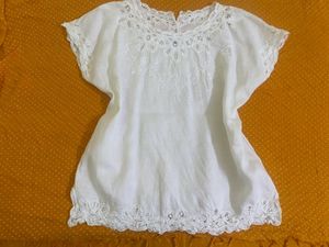White Lace Detail Top Free size