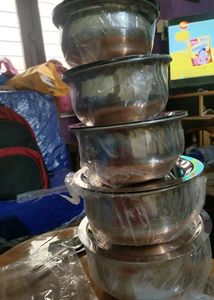 Stainless Steel Serving Bowl Copper Bottom Handi