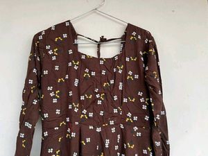 Elegant Brown Printed Anarkali Kurta