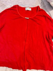 Red Cardigan With Rhinestone Clasps