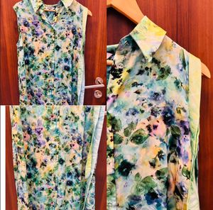 Floral Sleeveless Dress With Belt