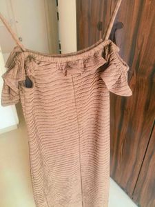 Brown Off-Shoulder Bodycon Dress