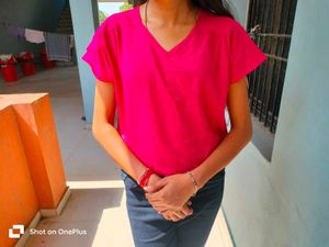 Hot Pink V-Neck Top