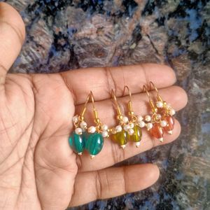 Three Pairs Of Beads hanging Earrings