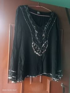 Party Wear , festive Black Top With  Beads Embroid