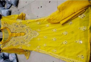 Yellow Chikenkari Kurti