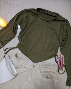 Olive Green Crop Top 💚✨