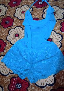 Teal Lace Halter Bodysuit