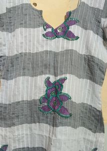 Kurti White And Grey Color -  Offer