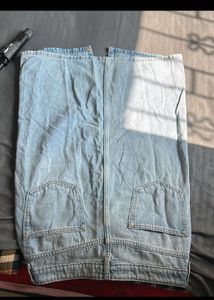 Denim Midi Skirt with Slit