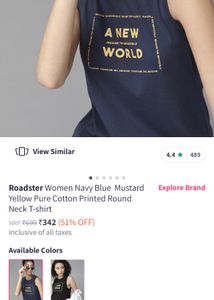 Roadster Tank Top Tshirt For Girls