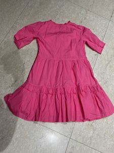 Pink Ruffle Hem Dress