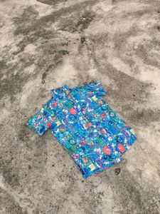 Cartoon Print Short Sleeve Shirt