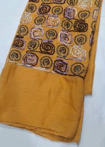 Mustard Embroidery Scarf!!