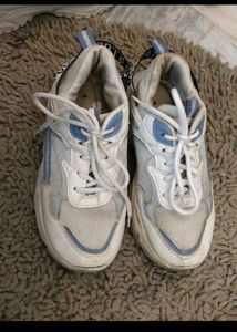 Stylish White &amp; Blue Sneakers