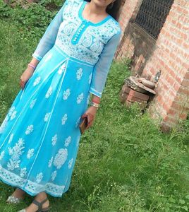 Lucknowi Chikankari Anarkali Kurti