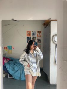 Striped Oversized Polo Shirt