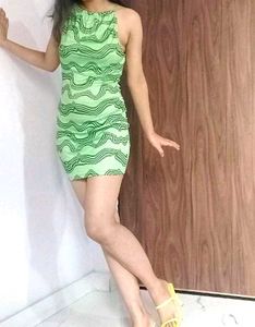 Green Wave Mini Dress