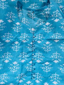 Blue Printed Kurti Set