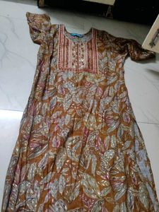 Elegant Brown Floral Print Kurta sets