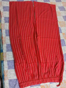 Red With White Strip Straight Palazzo For Daily U