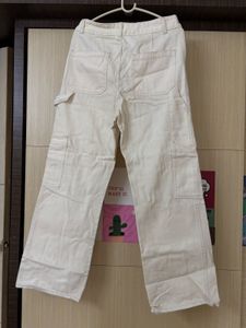 H&amp;M Wide Leg Beige Carpenter Pants