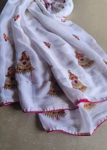 Graceful White Jhumka Chiffon Saree
