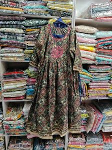 Embroidered Ethnic Print Dress
