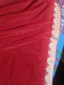Elegant Red Saree with Border