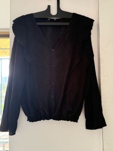 Ruffled Black Blouse