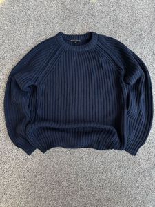 Navy Blue Knit Pullover Sweater