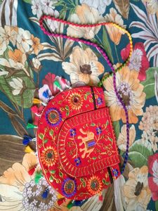 Red Embroidered Boho Bag