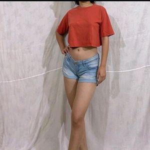 Crop Tee Top( Free Denim Shorts)