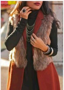 Zara Faux Fur Wool Blend Vest