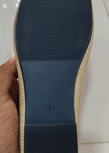 Beige Woven Ballerinas